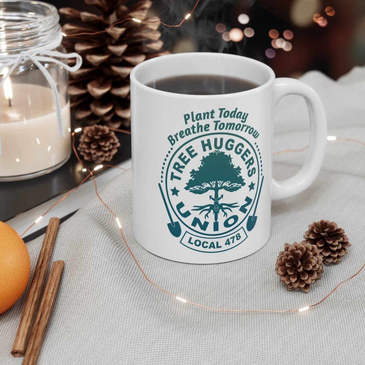 Tree Huggers Union Local Mug 11 oz, Inspire Environmental Goodness