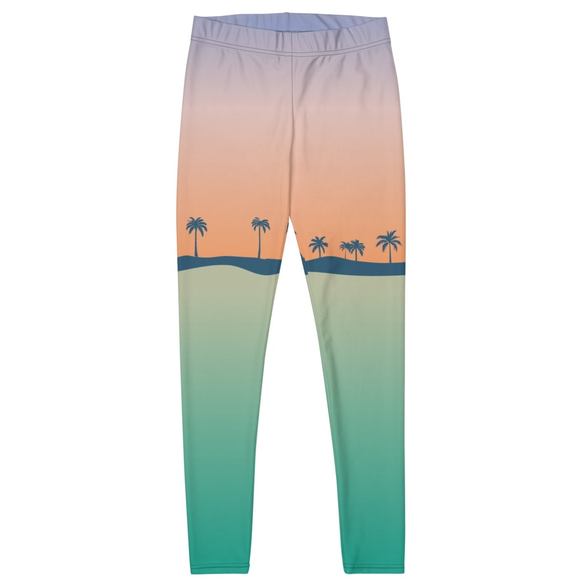 Tropical Coast Leggings, Ocean Water, Beach Palm Trees Sunset