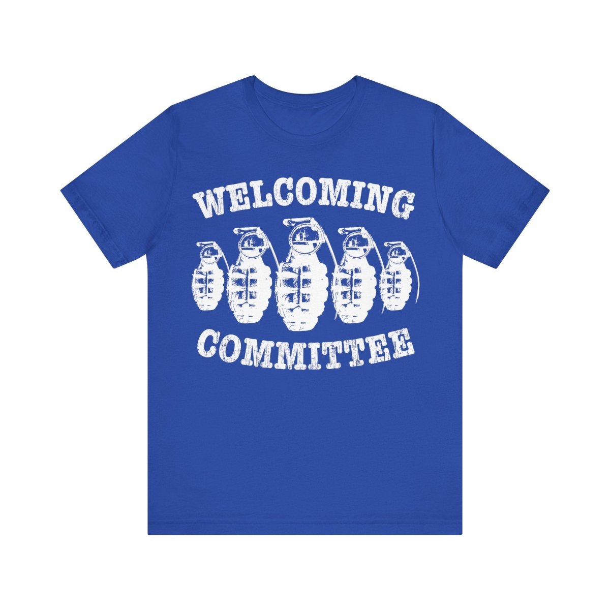 Welcoming Committee Funny Premium T-Shirt, Grenades Surprise