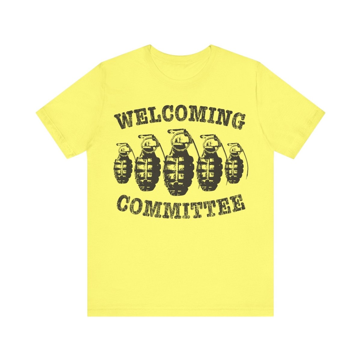 Welcoming Committee Funny Premium T-Shirt, Grenades Surprise