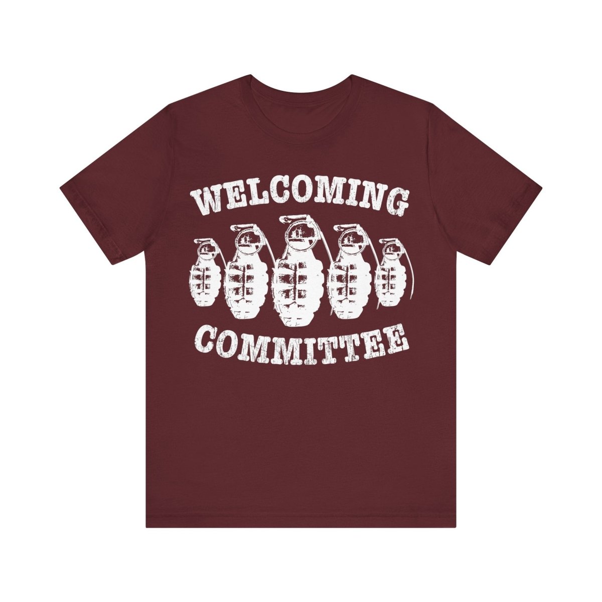 Welcoming Committee Funny Premium T-Shirt, Grenades Surprise