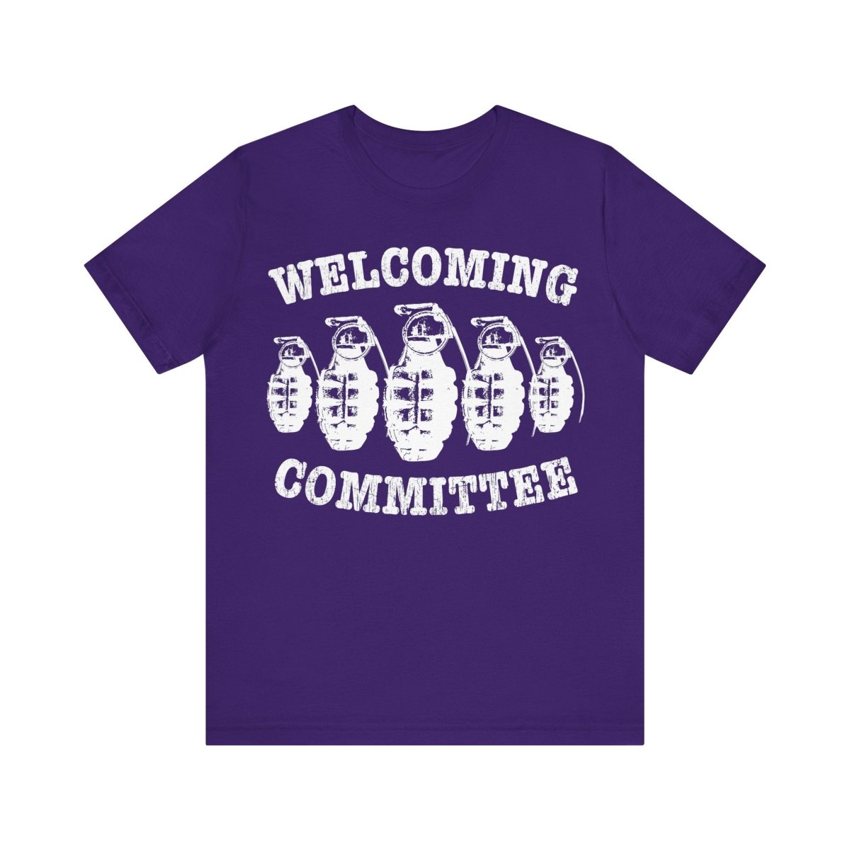 Welcoming Committee Funny Premium T-Shirt, Grenades Surprise