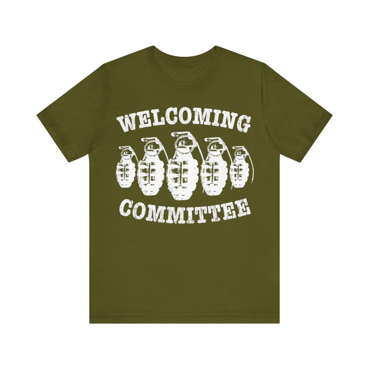 Welcoming Committee Funny Premium T-Shirt, Grenades Surprise