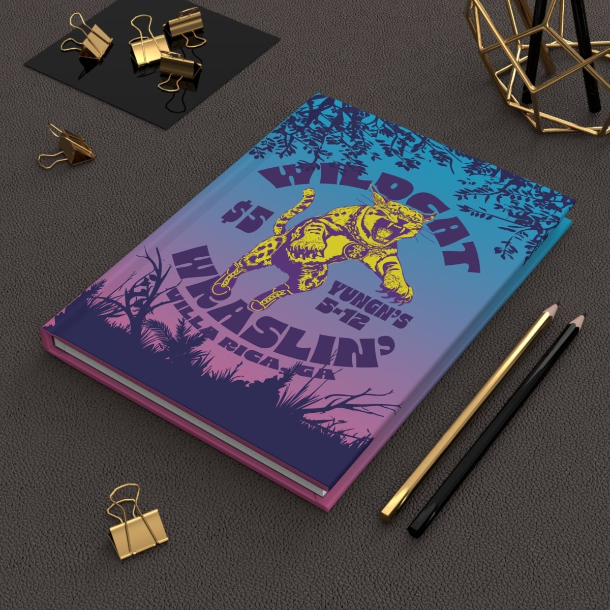 Wildcat Wrestling Hardcover Journal or Notebook, Face Challenges Inspiration