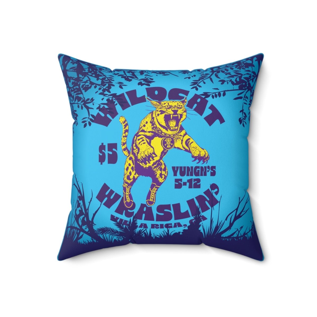 Wildcat Wrestling Plush Fleece Pillow, Take On Challenges Inspiration, House Warming Gift