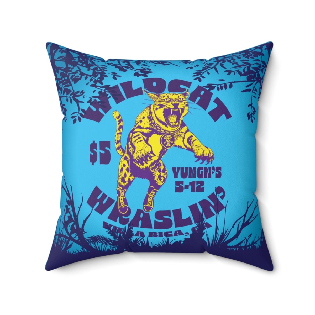 Wildcat Wrestling Plush Fleece Pillow, Take On Challenges Inspiration, House Warming Gift