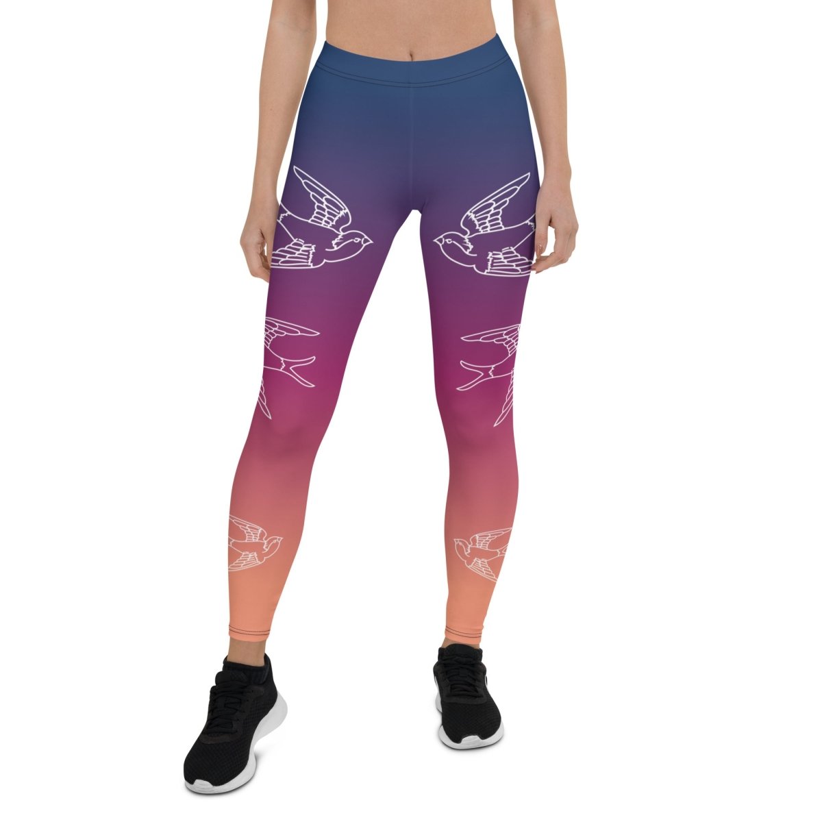 Winged Zen Sunset Premium Leggings, Swallows Tattoo