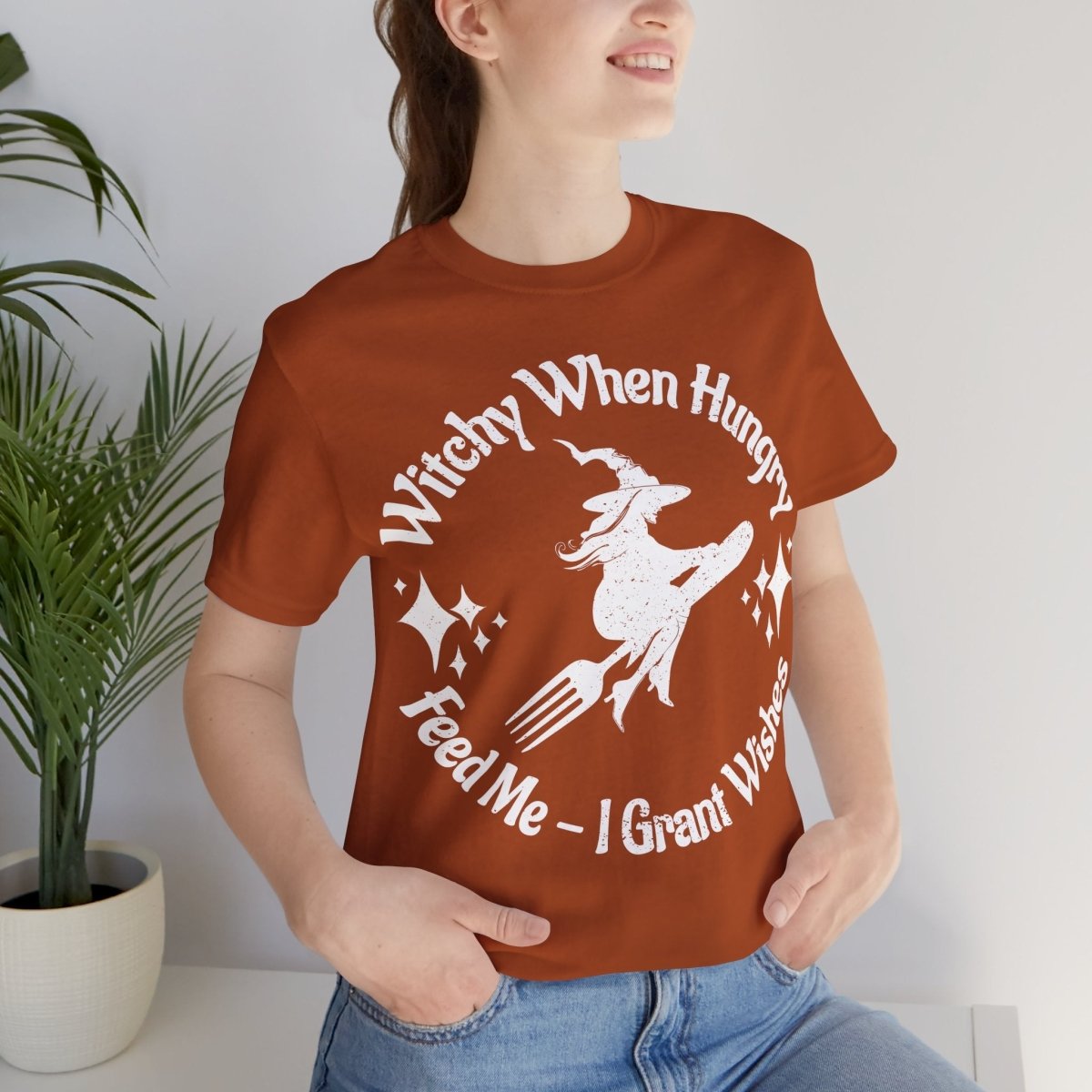 Witchy When Hungry Premium T shirt, Feed Me Funny Foodie, Wishes Granted, Halloween Summerween