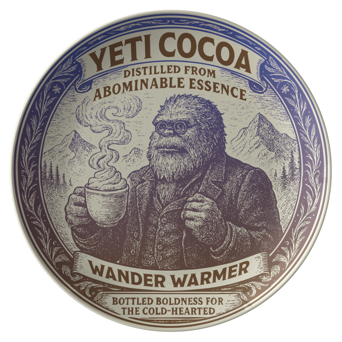 Yeti Mystery Fan Gift Cocoa Warmer Plate, 1 or Sets of 2, 4, Dining & Display