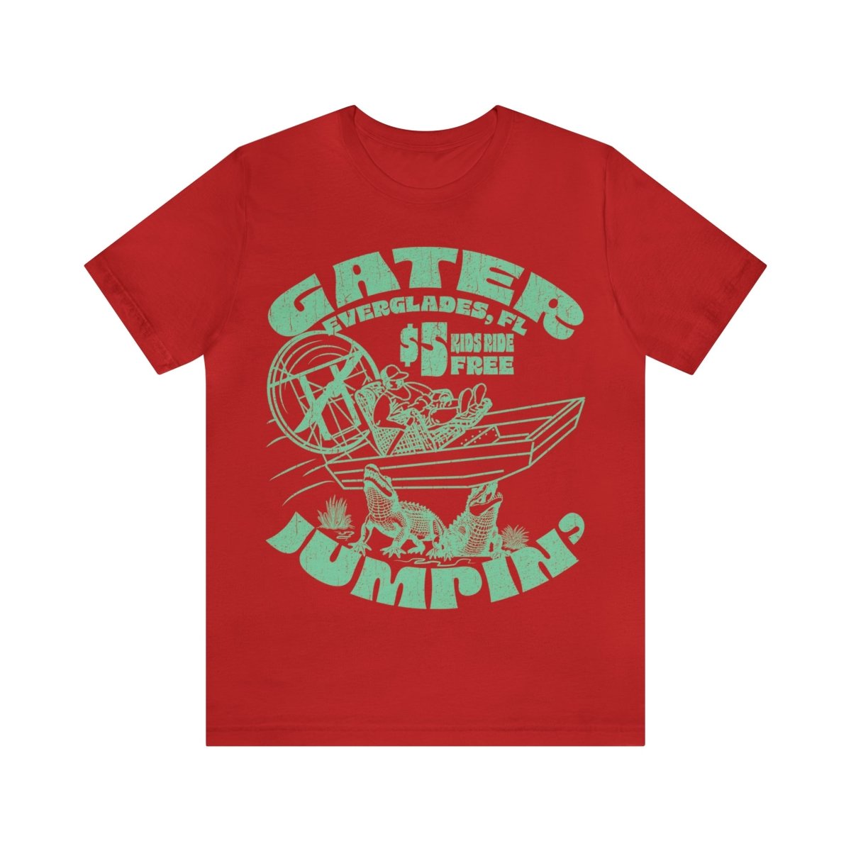 Alligator Jumping Premium T-Shirt, Florida, Airboat, Swamp, Funny