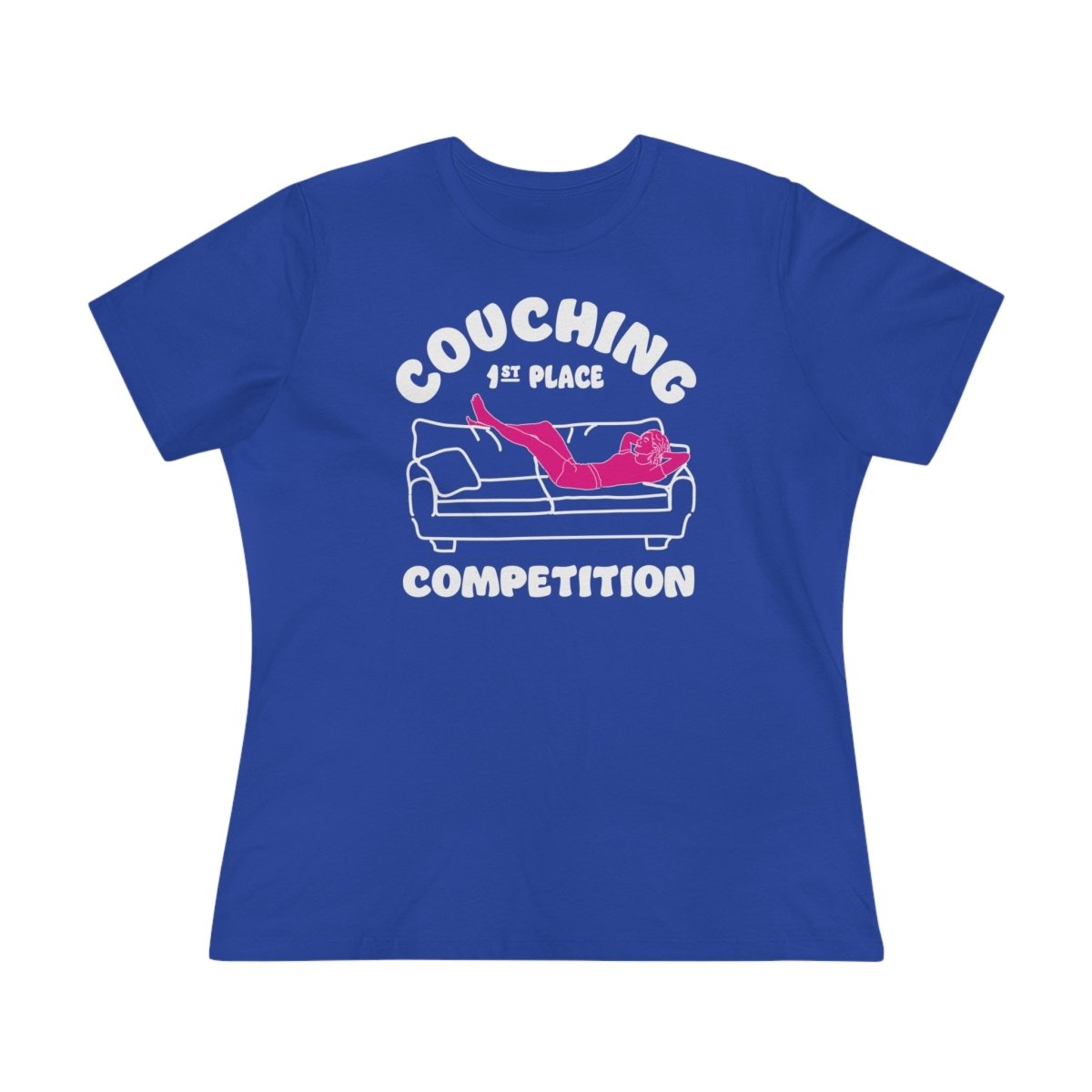 Couching Women's Premium Relaxed Fit T-Shirt, Recharge Competition, Inspire Relaxation, Weekend, Couch Potato