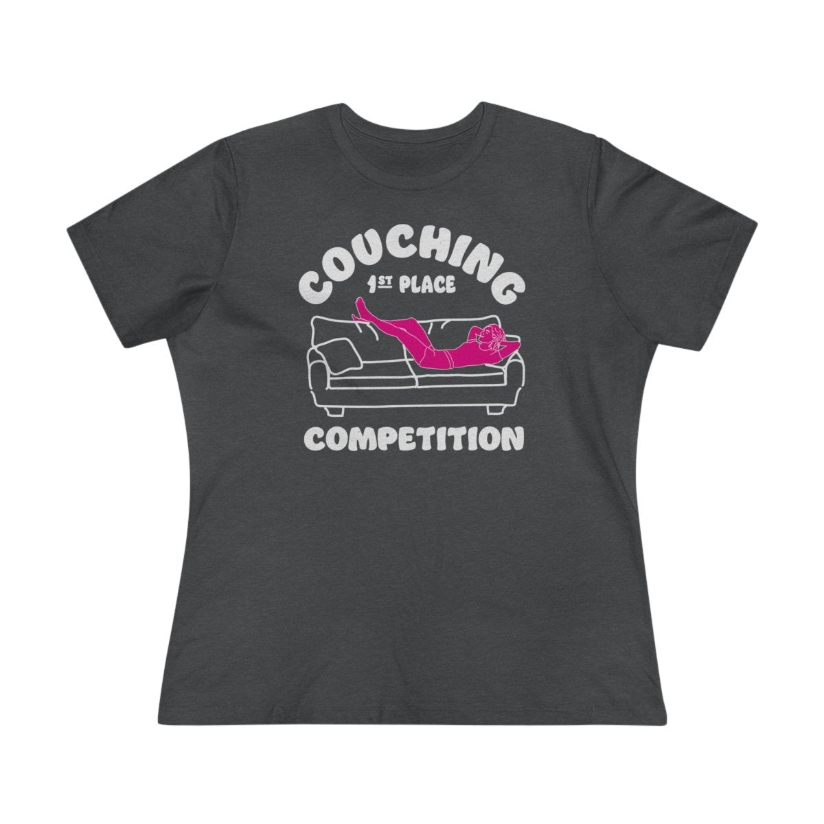 Couching Women's Premium Relaxed Fit T-Shirt, Recharge Competition, Inspire Relaxation, Weekend, Couch Potato