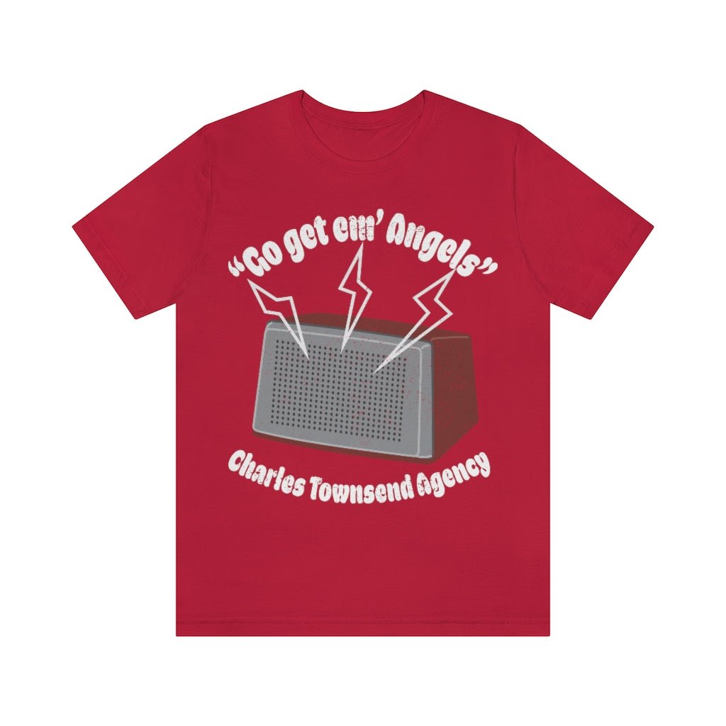 Go Get Em' Angels Premium T-Shirt, Charles Townsend Agency, Speakerphone Meeting, Girl Power