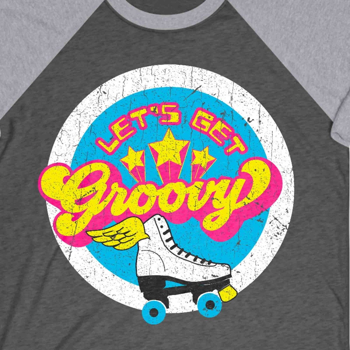 Groovy Roller Skate Team 3/4 T-Shirt, Retro Roller Rink, Roller Derby Vibes