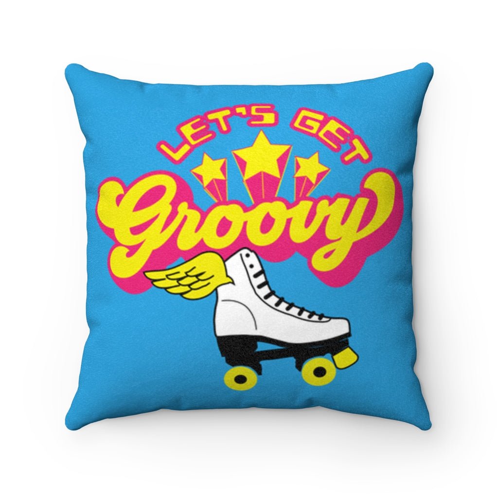 Groovy Roller Skate Team - Plush Fleece Pillow / Retro Vibe, Roller Disco Derby