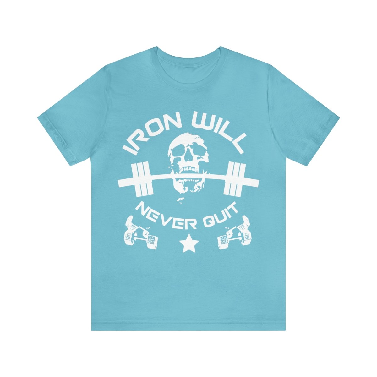 Iron Will Never Quit Premium T-Shirt, Ironslinger, Weightlifting, Champion, Athlete, Powerlifting, Gym, Strong