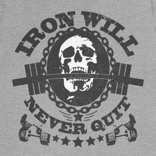 Iron Will Never Quit Premium T-Shirt, Ironslinger, Weightlifting, Champion, Athlete, Powerlifting, Gym, Strong