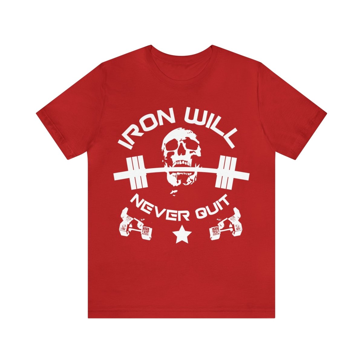 Iron Will Never Quit Premium T-Shirt, Ironslinger, Weightlifting, Champion, Athlete, Powerlifting, Gym, Strong