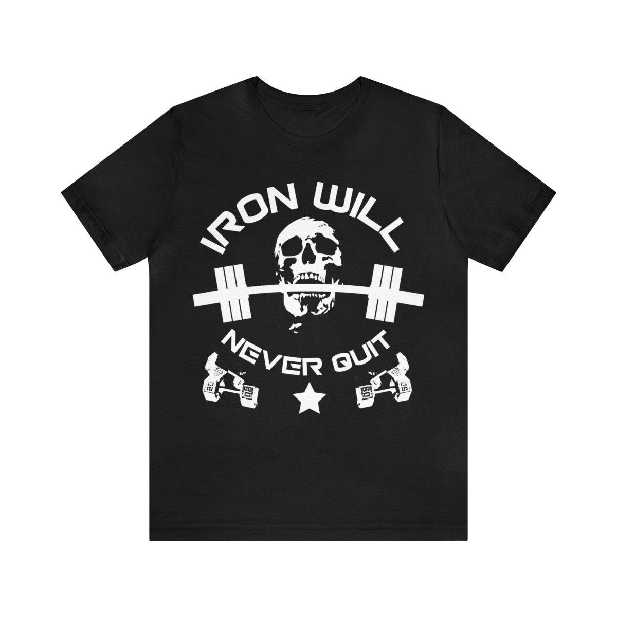 Iron Will Never Quit Premium T-Shirt, Ironslinger, Weightlifting, Champion, Athlete, Powerlifting, Gym, Strong
