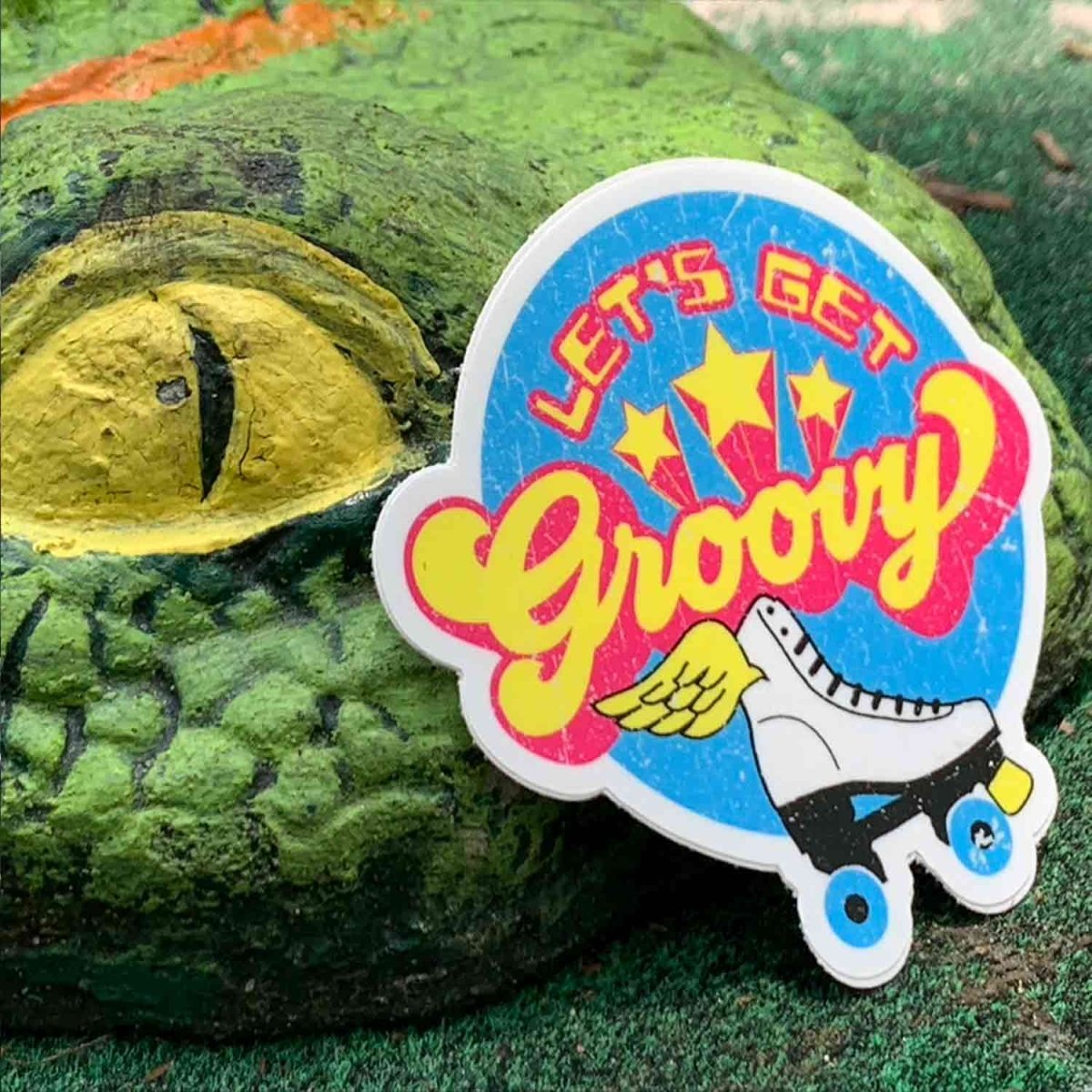 Let's Get Groovy Roller Skate - Premium Stickers, Magnets - Vintage Retro Roller Rink, Roller Derby