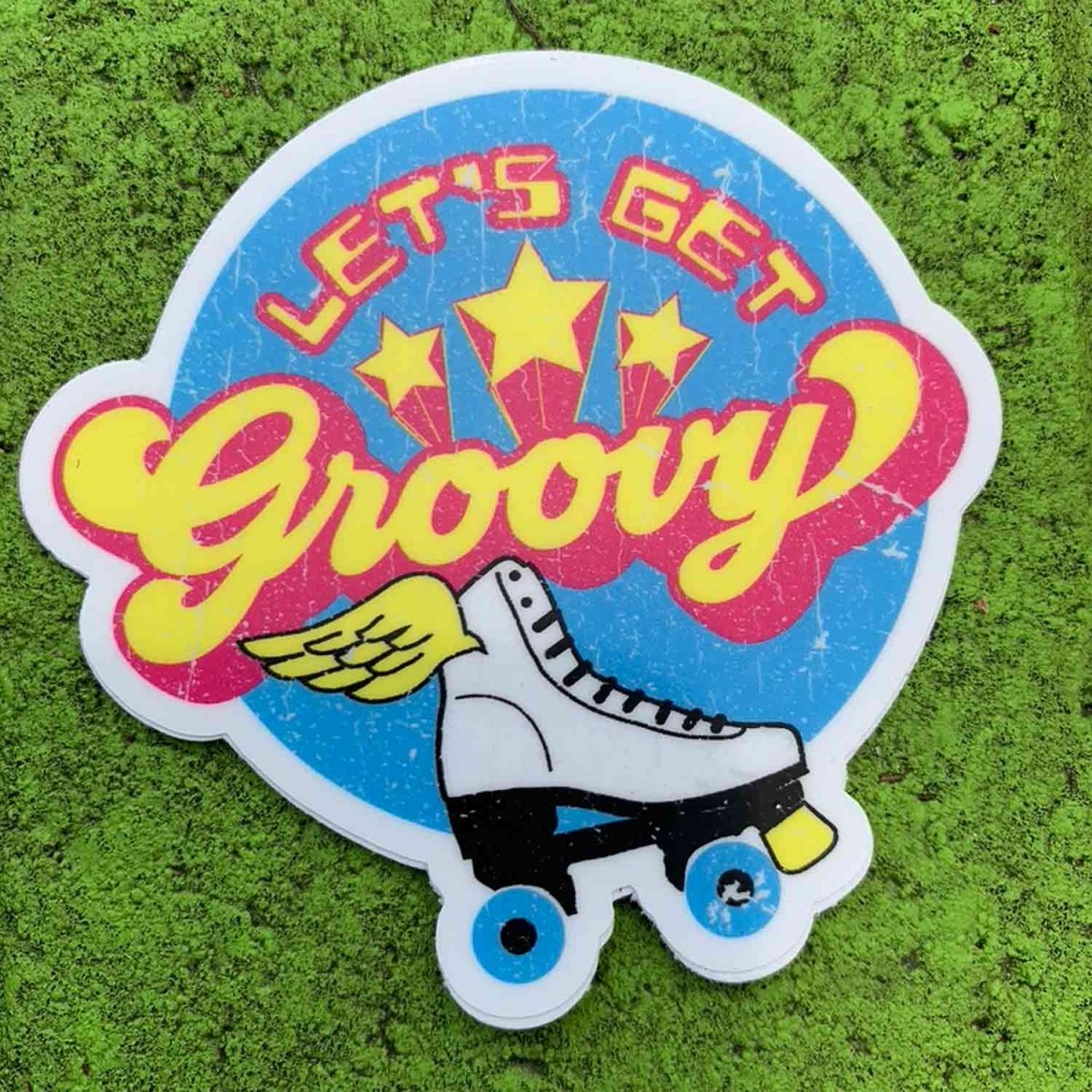 Let's Get Groovy Roller Skate - Premium Stickers, Magnets - Vintage Retro Roller Rink, Roller Derby