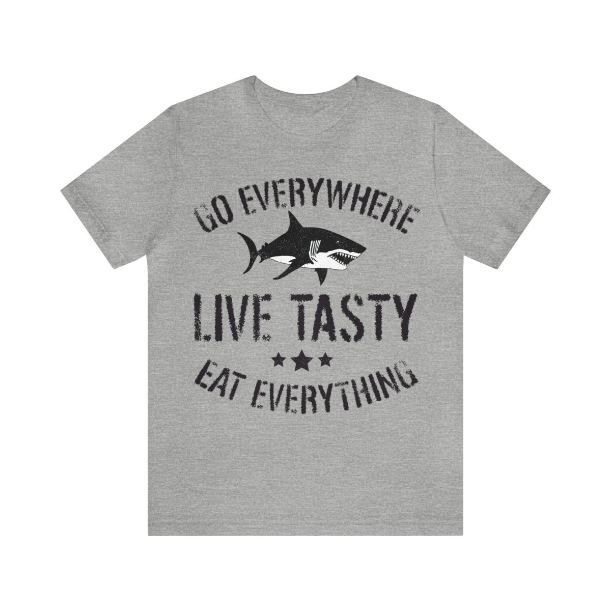 Live Tasty Premium T-Shirt, Wanderlust Travel, Shark, Food Lover Gift