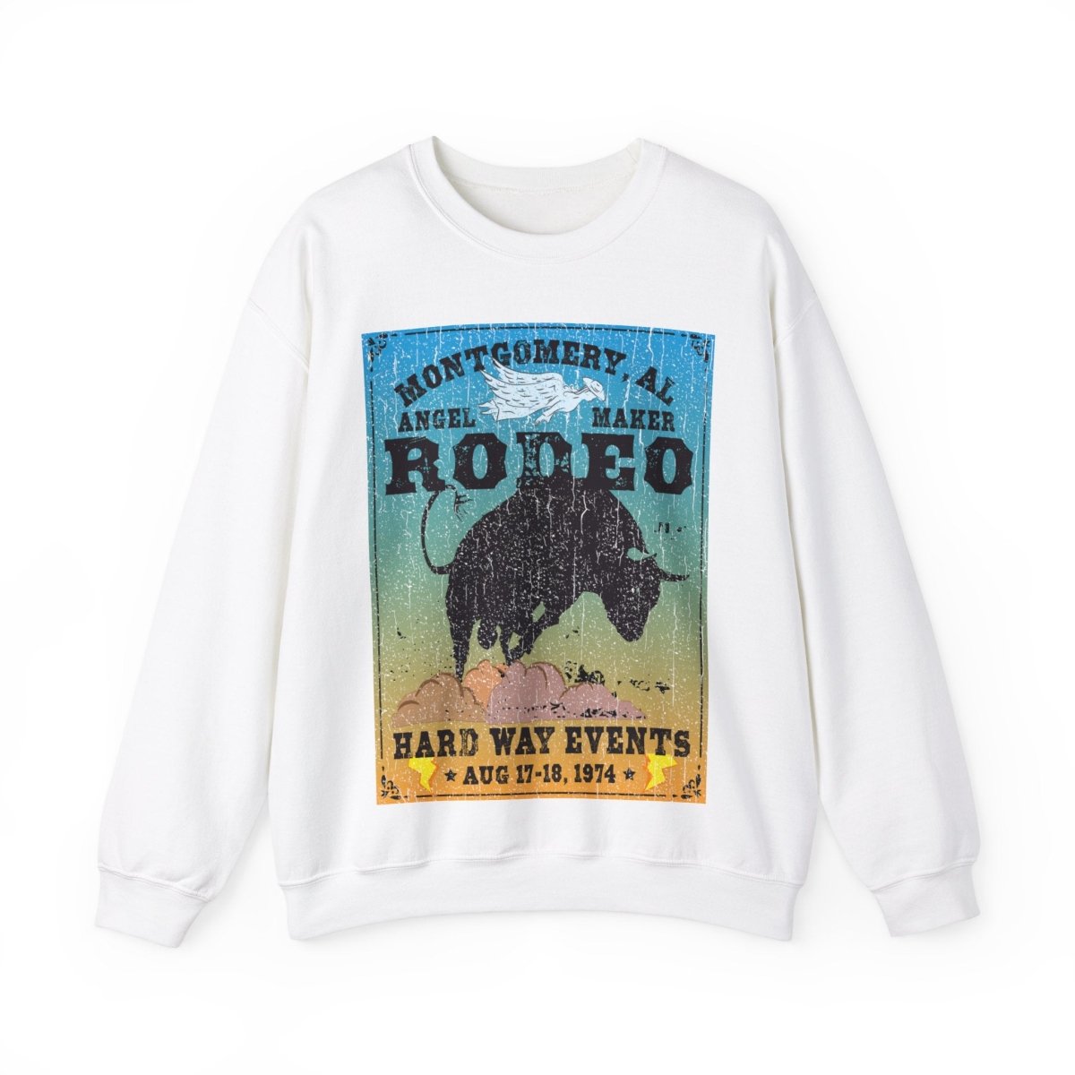 Montgomery Rodeo Angel Fleece Sweatshirt, Old Rodeo Poster, Hold On Inspiration