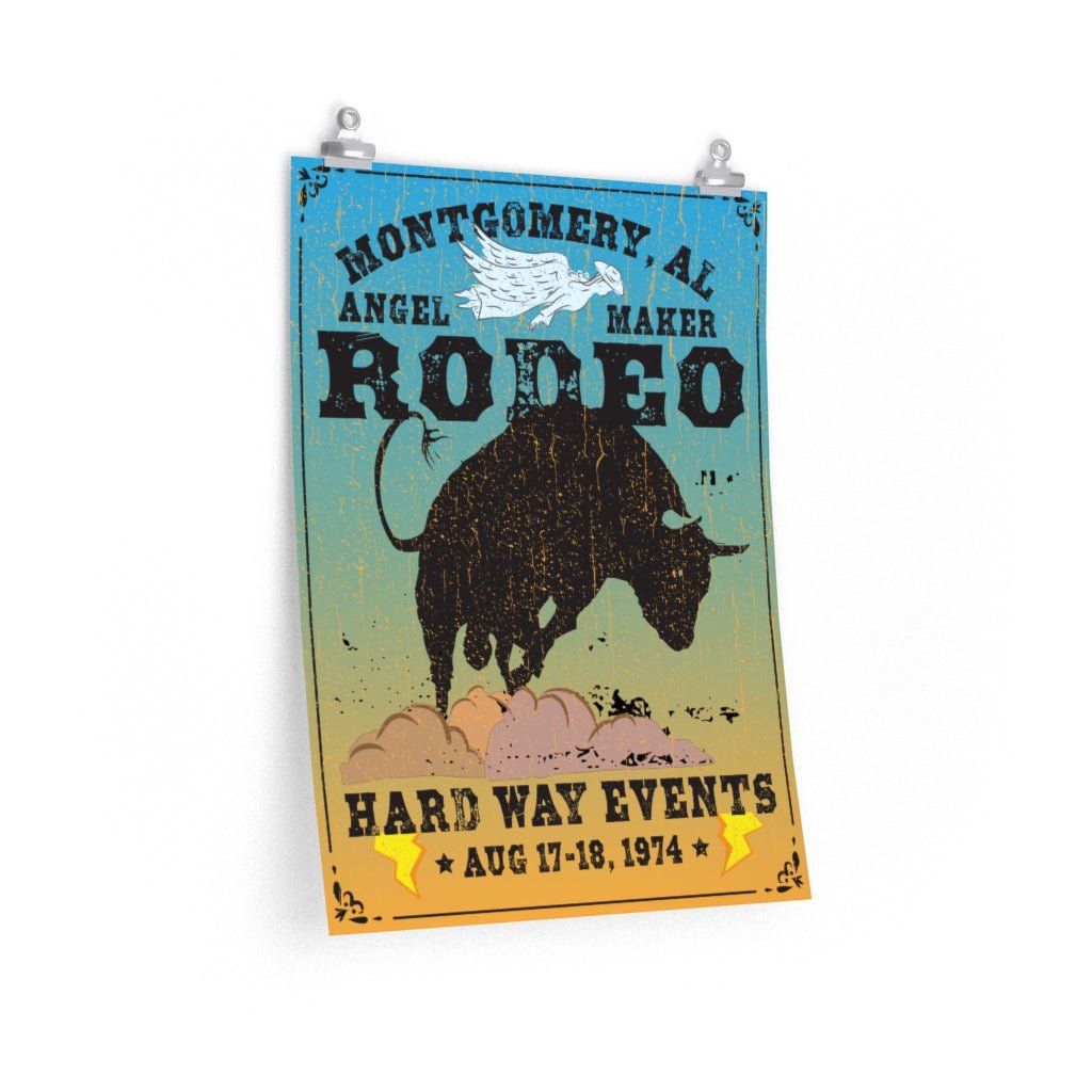 Montgomery Rodeo Premium Matte Art Print, Angel Maker, Hard Way Bull Ride