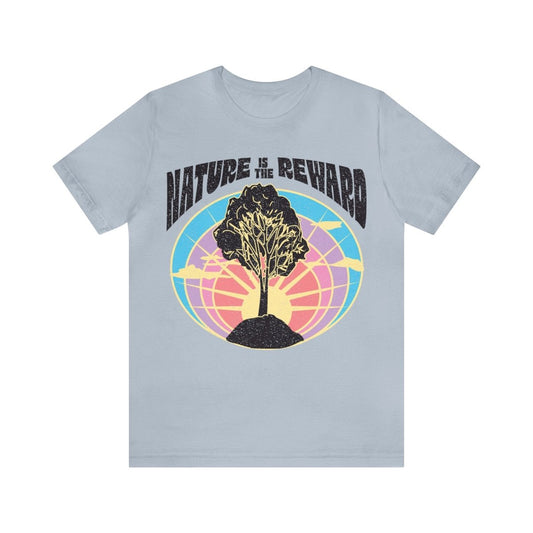 Nature Is The Reward Premium T-Shirt, Tree, Summit, Sunrise Sunshine, Environment, Climate