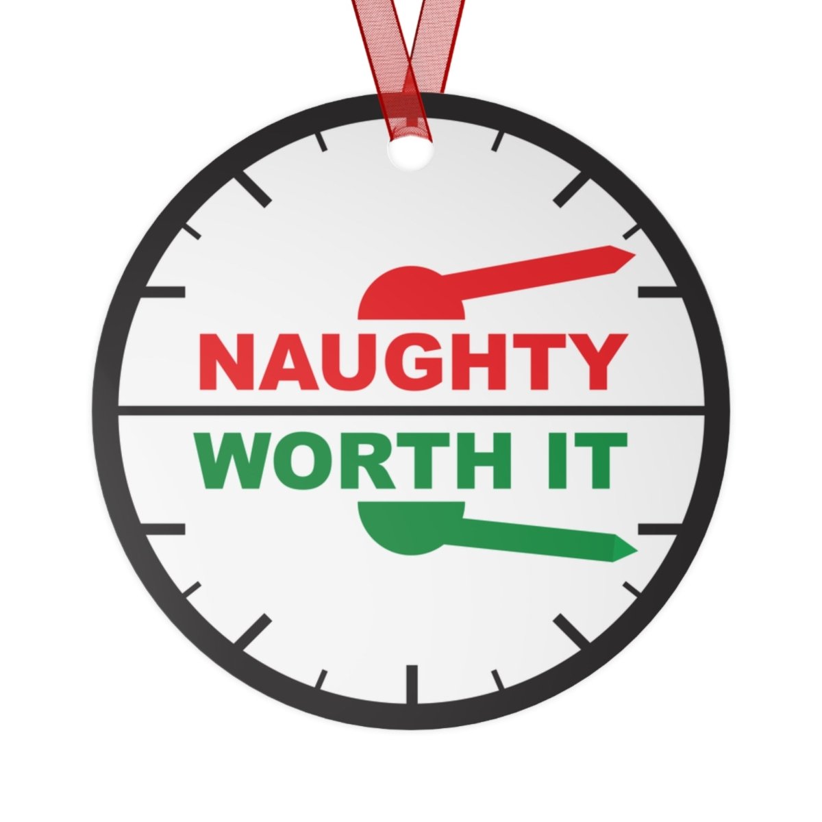 Naughty, Worth It Gauge Christmas Ornament, Aluminum Metal, Funny