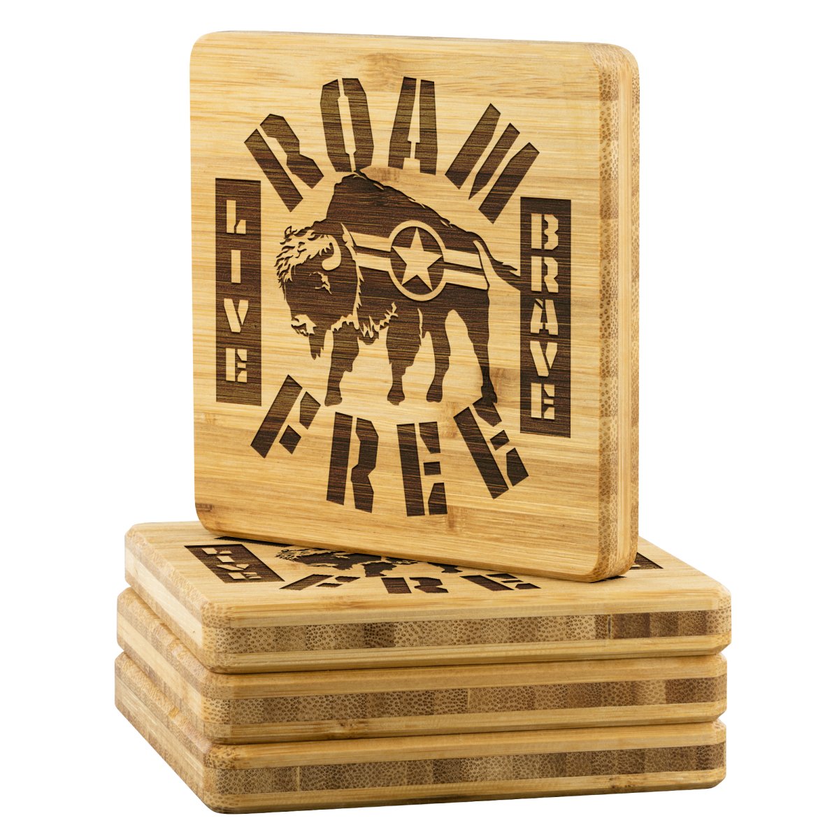 Roam Free Buffalo - Bamboo Coasters