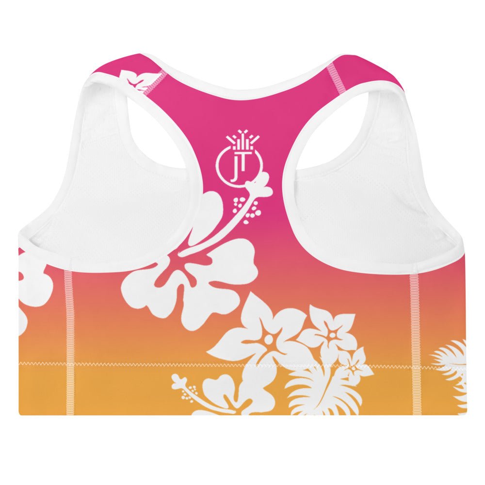 Surf's Up Padded Sports Bra, Hawaiian Flowers, Tropical Beach Mode, California, Workout Running Yoga