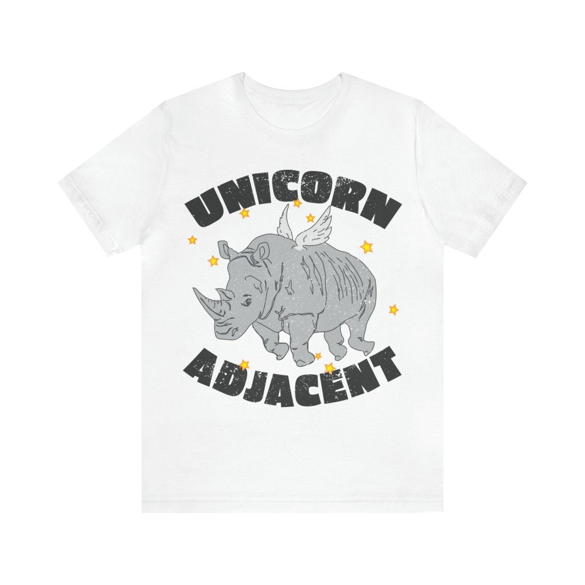 Unicorn Adjacent Premium T-Shirt, Flying Rhino, Beautifully Imperfect, Be Different & Happy