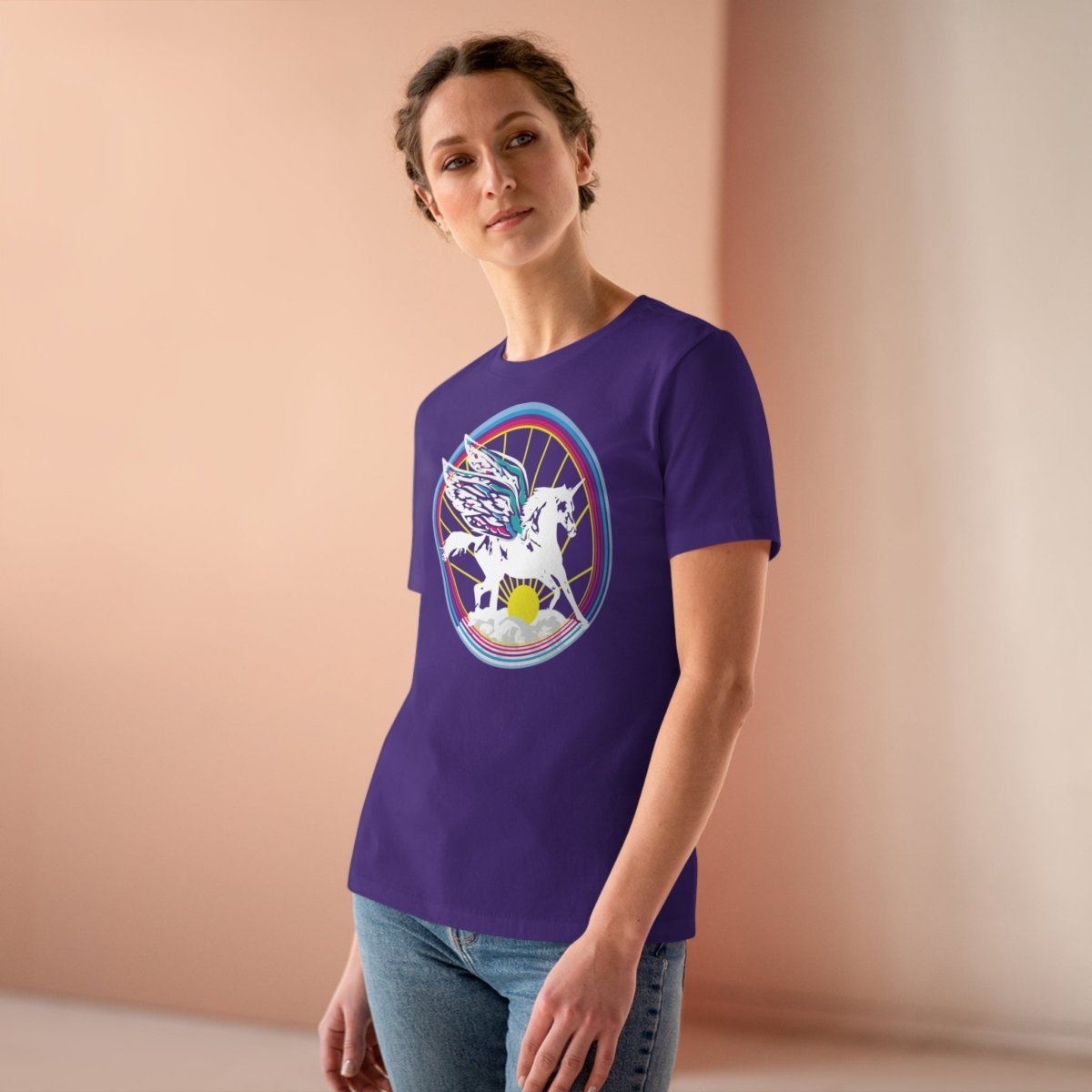 Unicorn Flight Women's Premium Relaxed Fit T-Shirt, Inspire Unique Fantasy